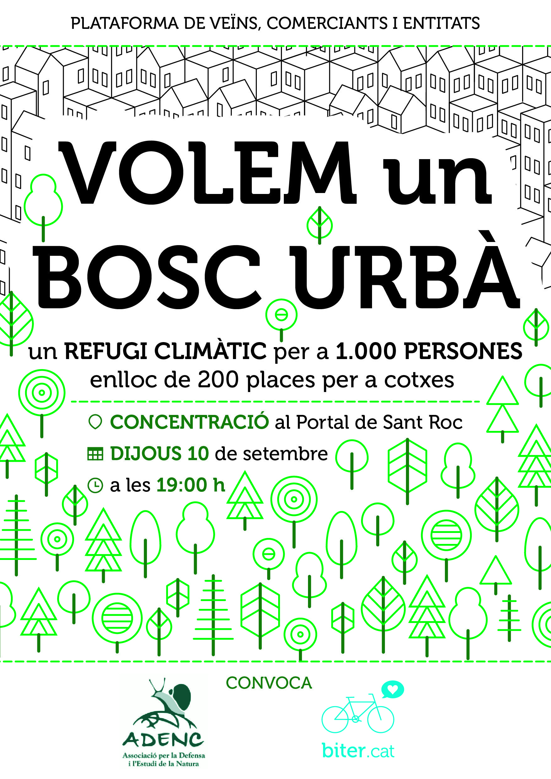 10 de setembre: concentració «Volem un bosc urbà» al portal de Sant Roc